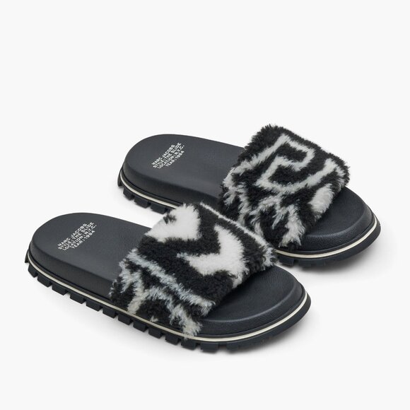 Marc Jacobs Shoes - Marc Jacobs The Monogram Teddy Slide – Black/Ivory